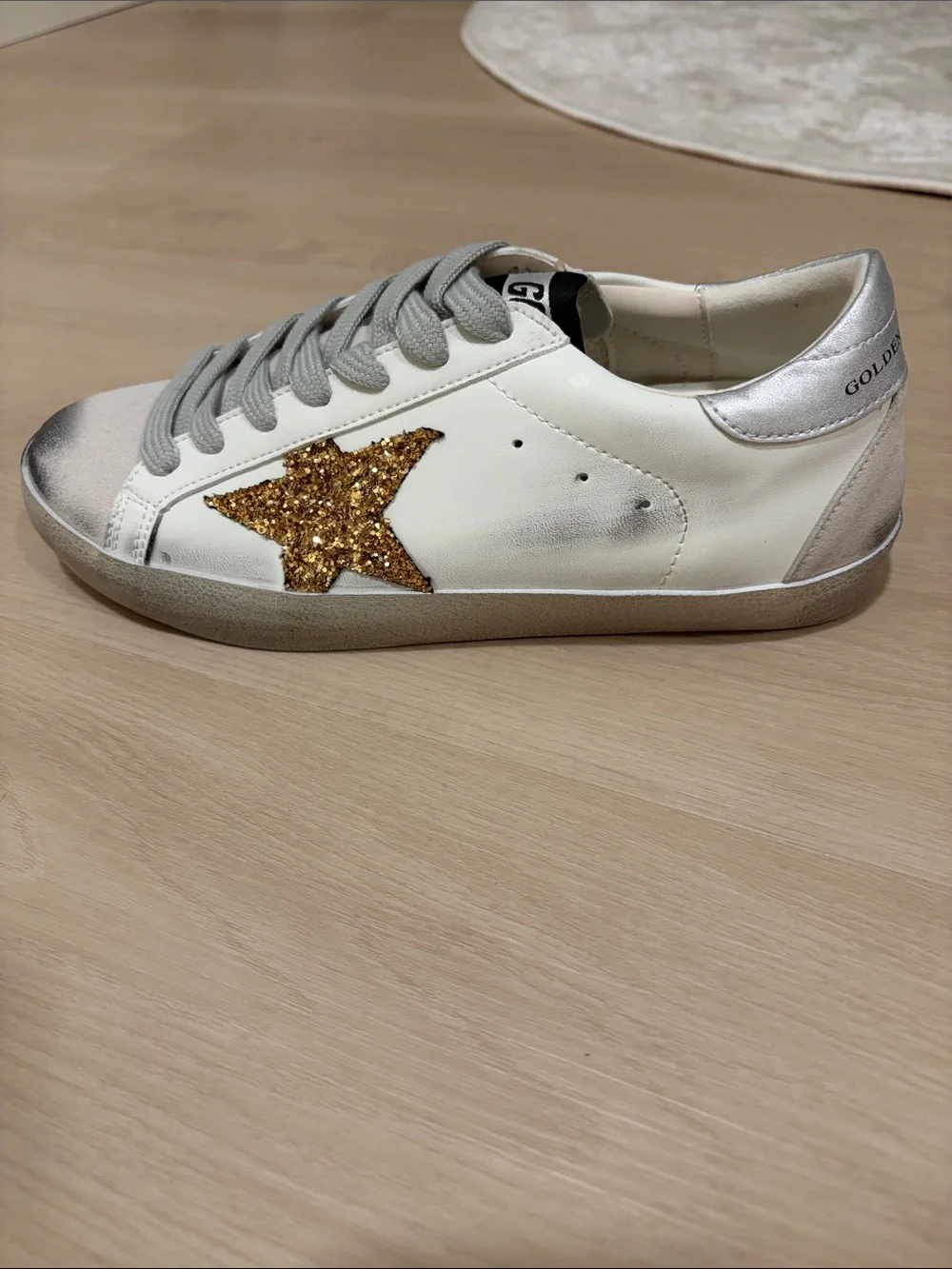 Golden Goose Superstar Sneaker with Gold Glitter Star